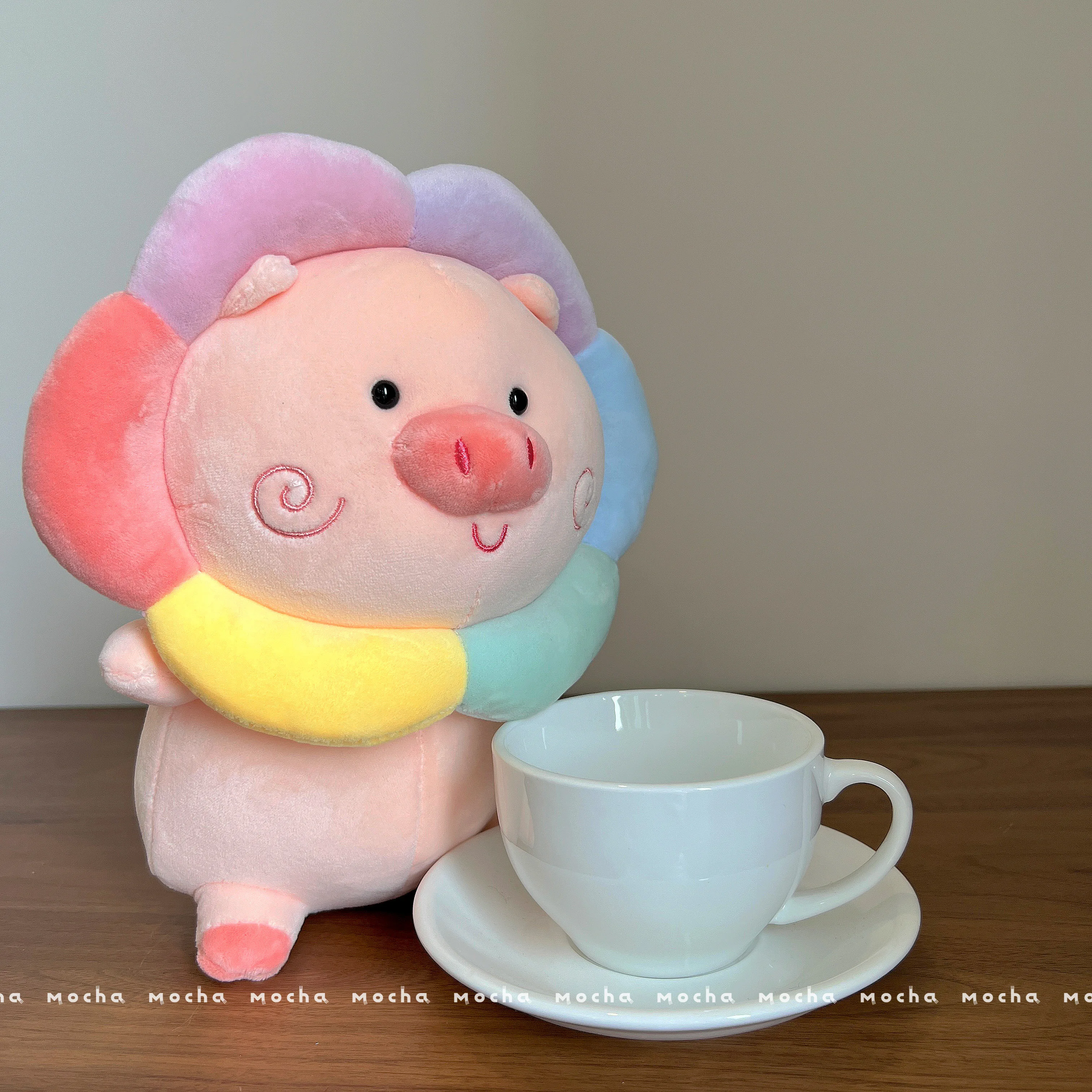 Funny Rainbow Pig Doll Plush Toy Sun Flower Piglet Decorative Throw Pillow Bedroom Living Room Cushion Girl Gift