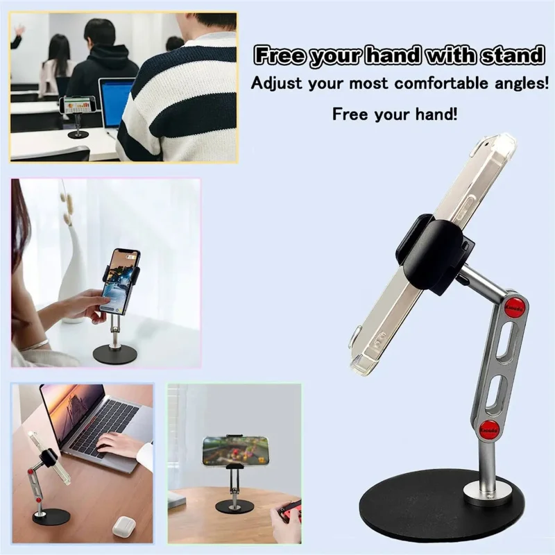 Supporto per telefono da tavolo Canfon, regolabile e 360 °   Schermo rotante, tutto in metallo, universale, 4,5-7,0 pollici