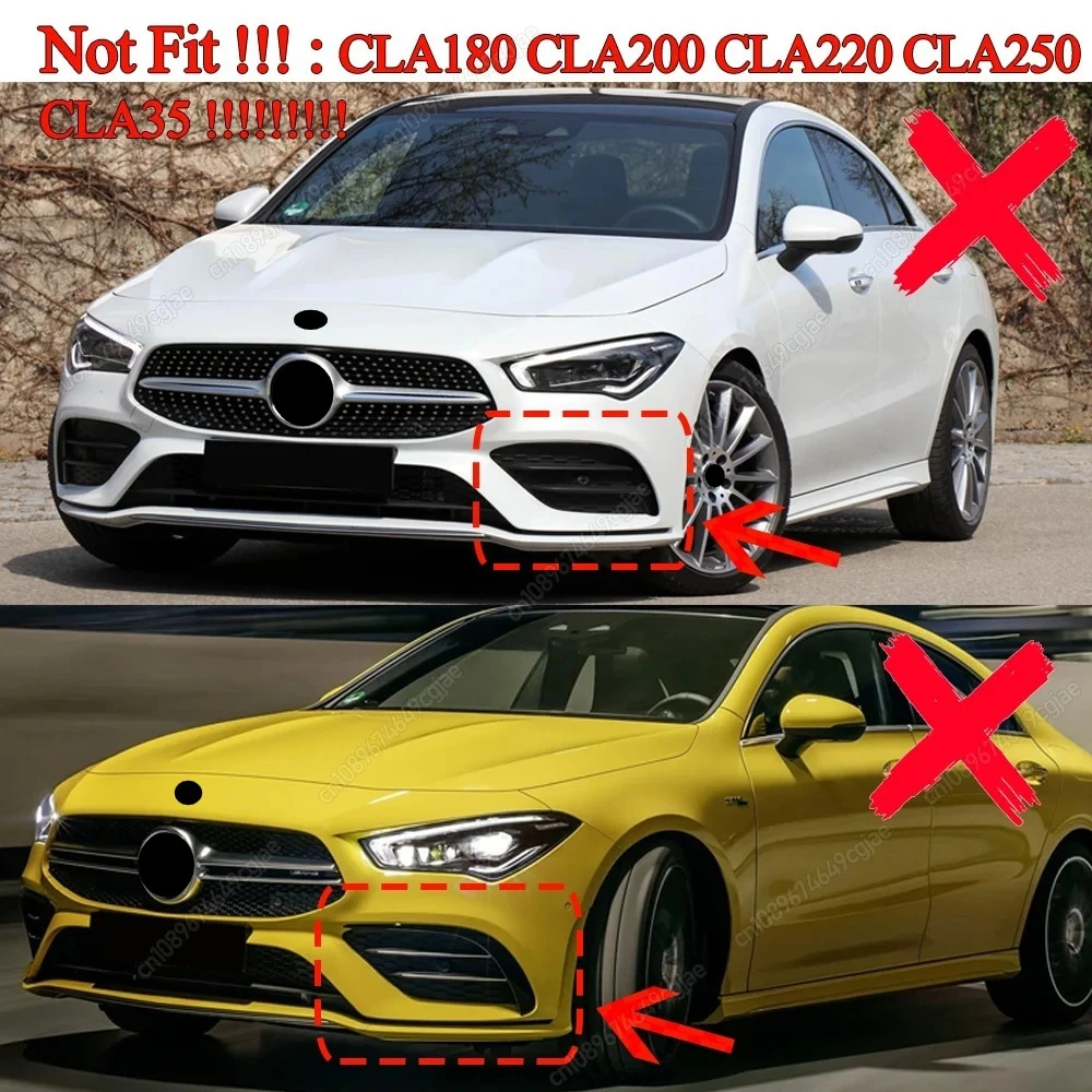 For Mercedes Benz C118 W118 CLA45 AMG 2019-2023 Front Bumper Side Spoiler Splitters Canard Fog Lamp Grille Trim Air Blade Tuning
