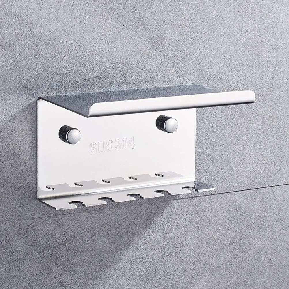 

304 Stainless Steel Toothbrush Holder Wall Mounted Mini Bathroom Rack Space Saving Organizer Draining Toothbrush Cup Stand