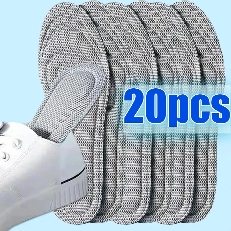 Plantillas ortopédicas de espuma viscoelástica para hombre y mujer, plantilla de desodorización antibacteriana Nano, cojín para correr con absorción de sudor, 20 piezas
