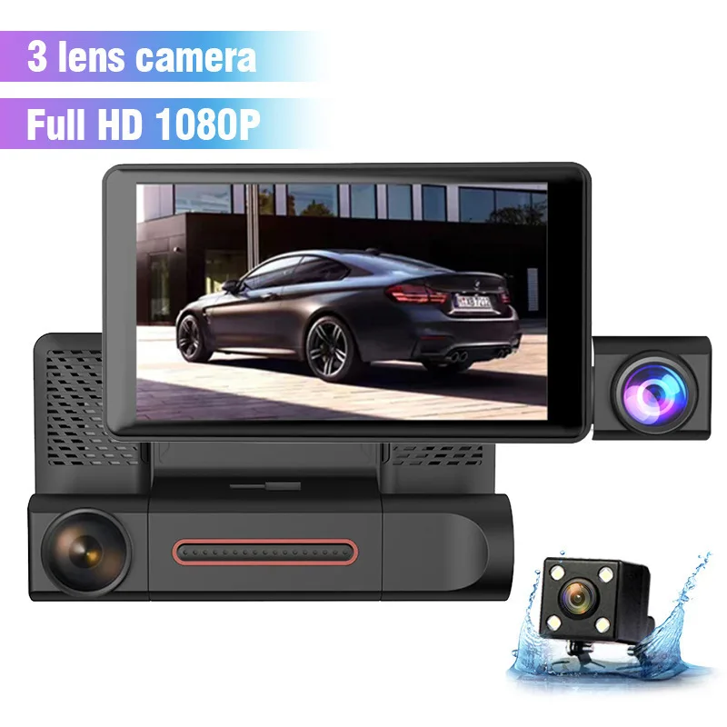 Driving recorder high-definition 1080P with reverse image three lens driving recorder