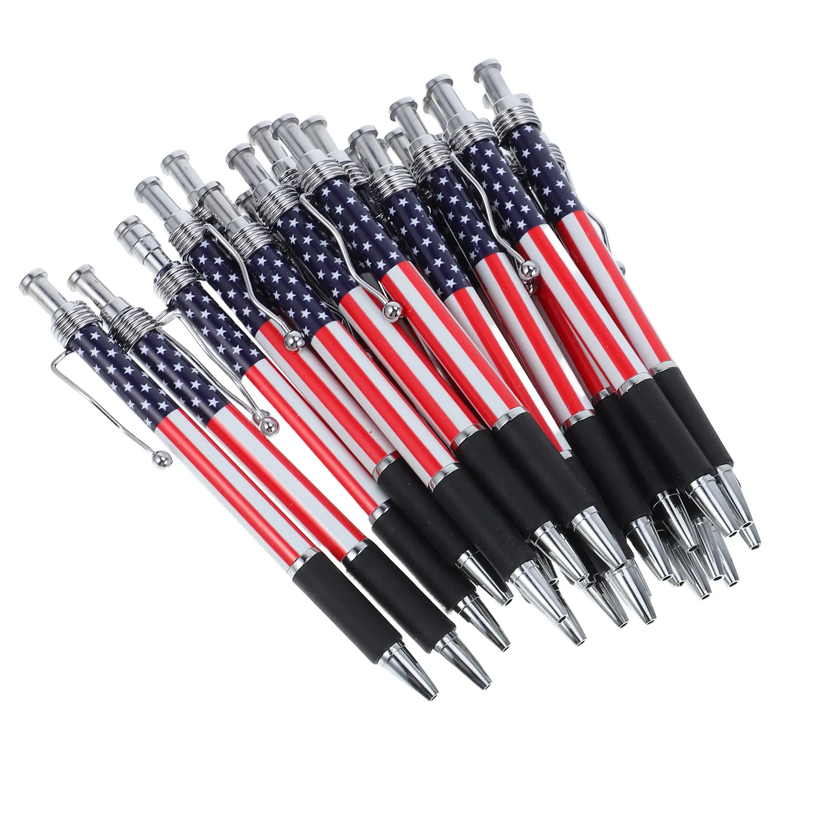

24Pcs Usa Flag Ballpoint Pens Retractable Black Ink Fine Tip 1.0mm Lightweight Patriotic Writing Pens for Independence Day
