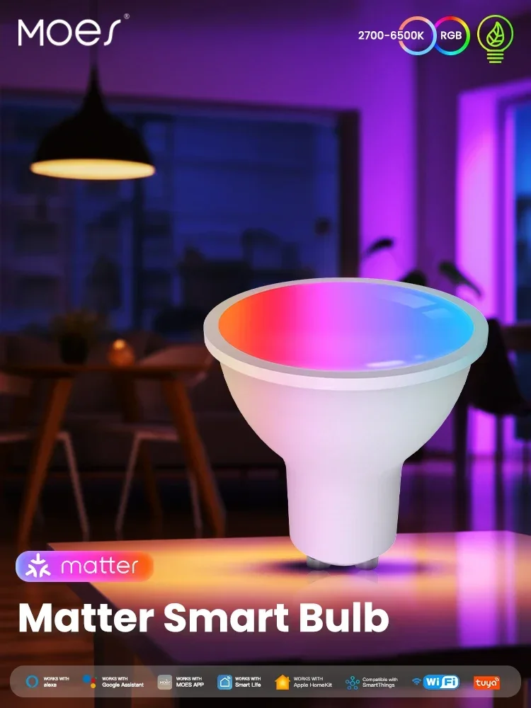 MOES Tuya Matter WiFi GU10 Slimme lamp Dimbaar led-licht 16 miljoen RGB C + W-kleuren Kaarslamp Spraakbesturing Alexa Google Home - afbeelding 2