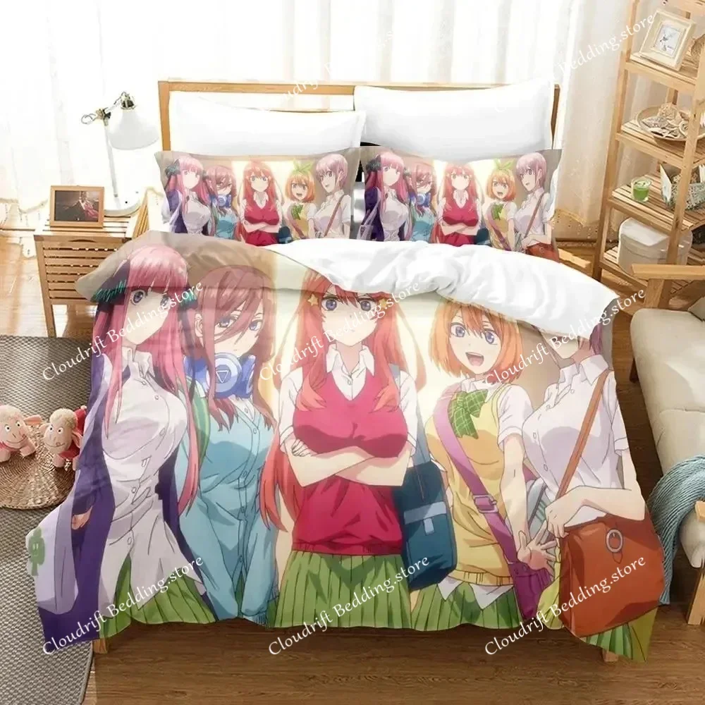 3D Print Quintessential Quintuplets Bedding Set Polyester Quilt Cover Pillowcase Comforter King Queen Size Duvet Cover Bed Set