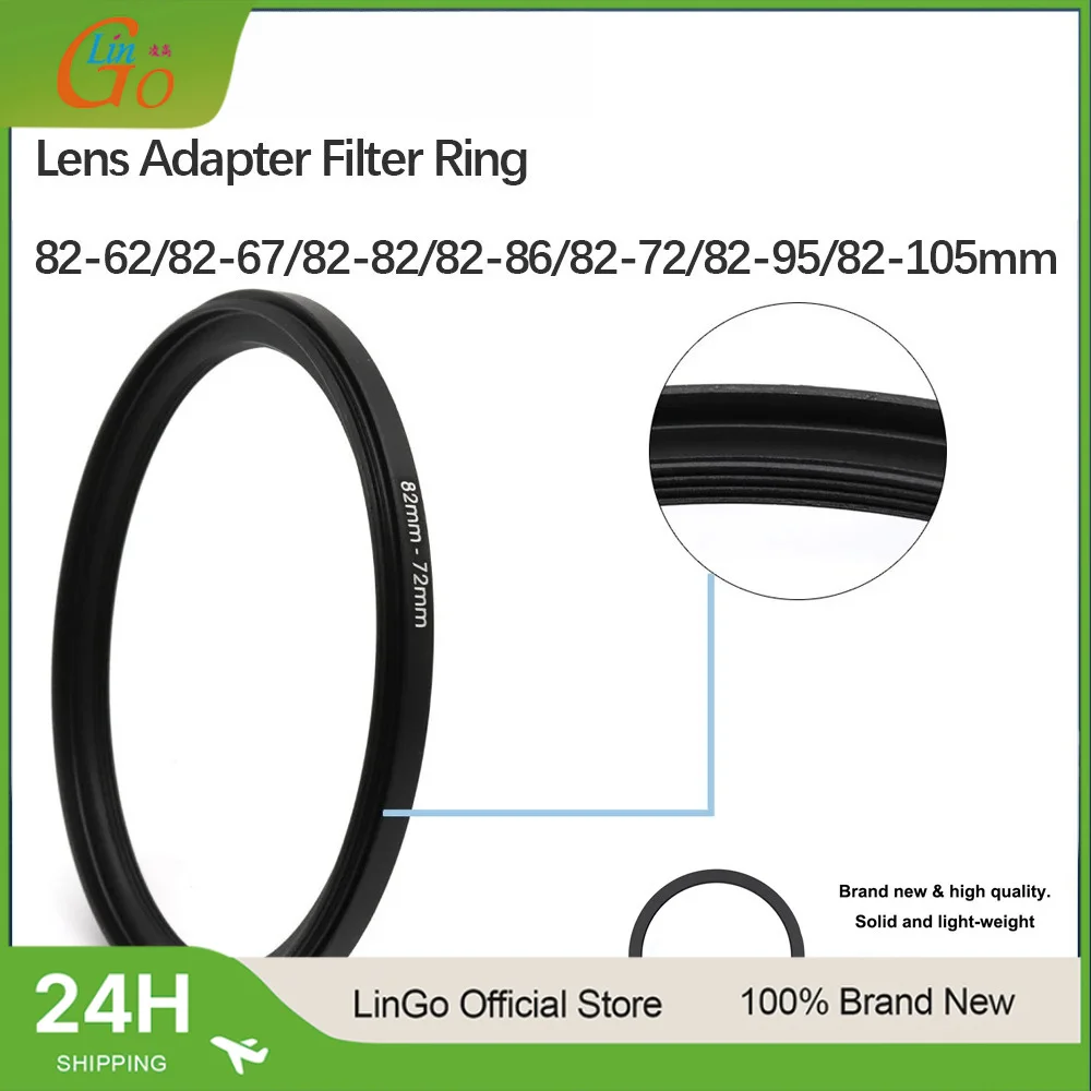 LinGo 82-62/82-67/82-82/82-86/82-72/82-95/82-105mm Step-Up & Step Down Lens Adapter Filter Ring UV ND CPL GND Lens Hood