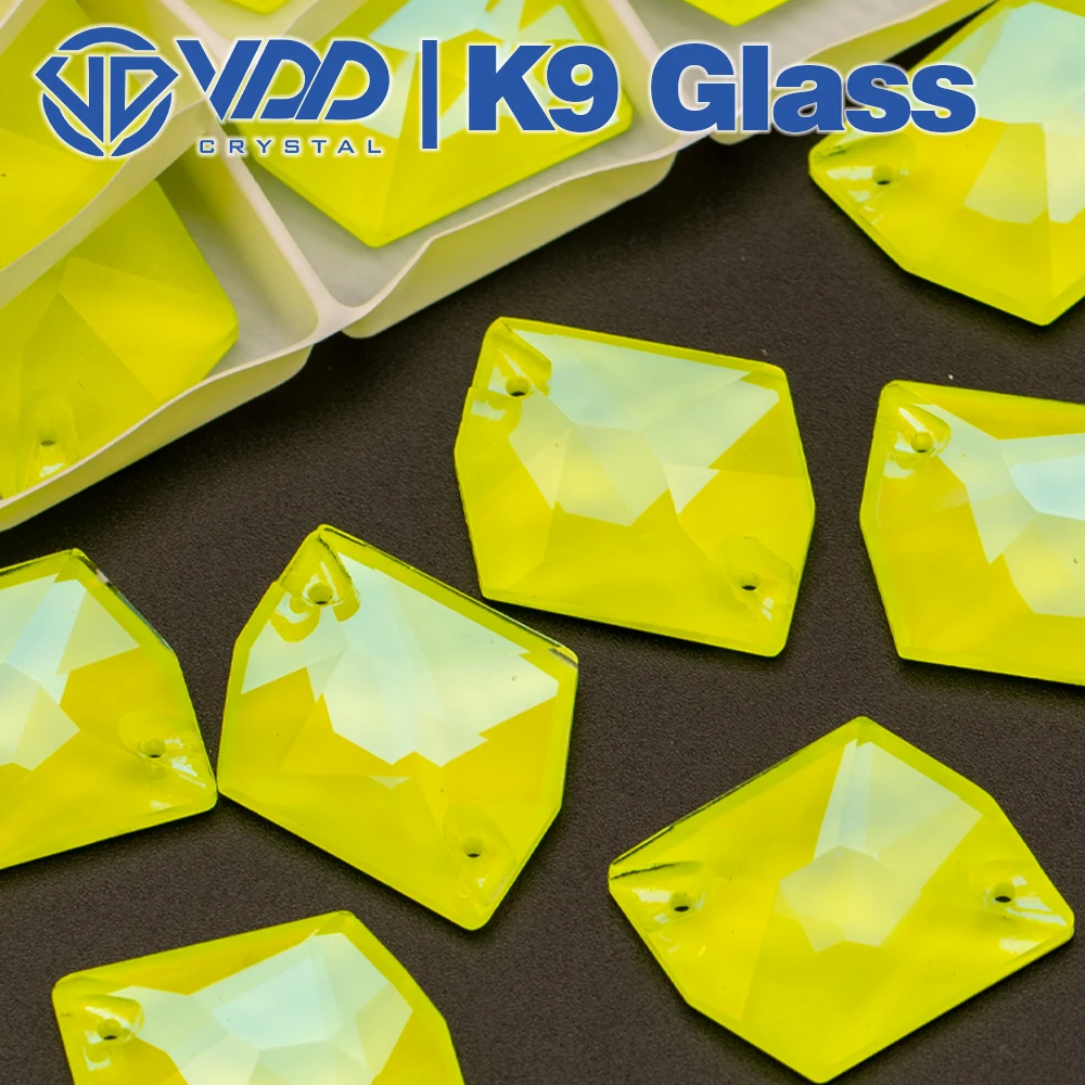 VDD 17x21mm Cosmic AAAAA K9 Neon-Zitronenglas-Applikationssteine zum Aufnähen, Kristall-Flachsteine, Kleidungsdekoration, Hochzeitskleid – Detail 4