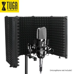 Microphone Isolation Shield 3/5 Panels Adjustable Foldable Studio Recording Mic Filter Vocal Booth for Sponge Soundproof Shield