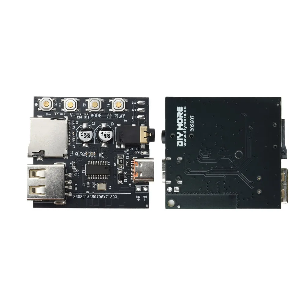 DC5V BT 6.0 MP3 Audio Decoder Board Wireless Audio Receiver Module Type‑C Port Headphone Amplifier Audio Output Circuit Module