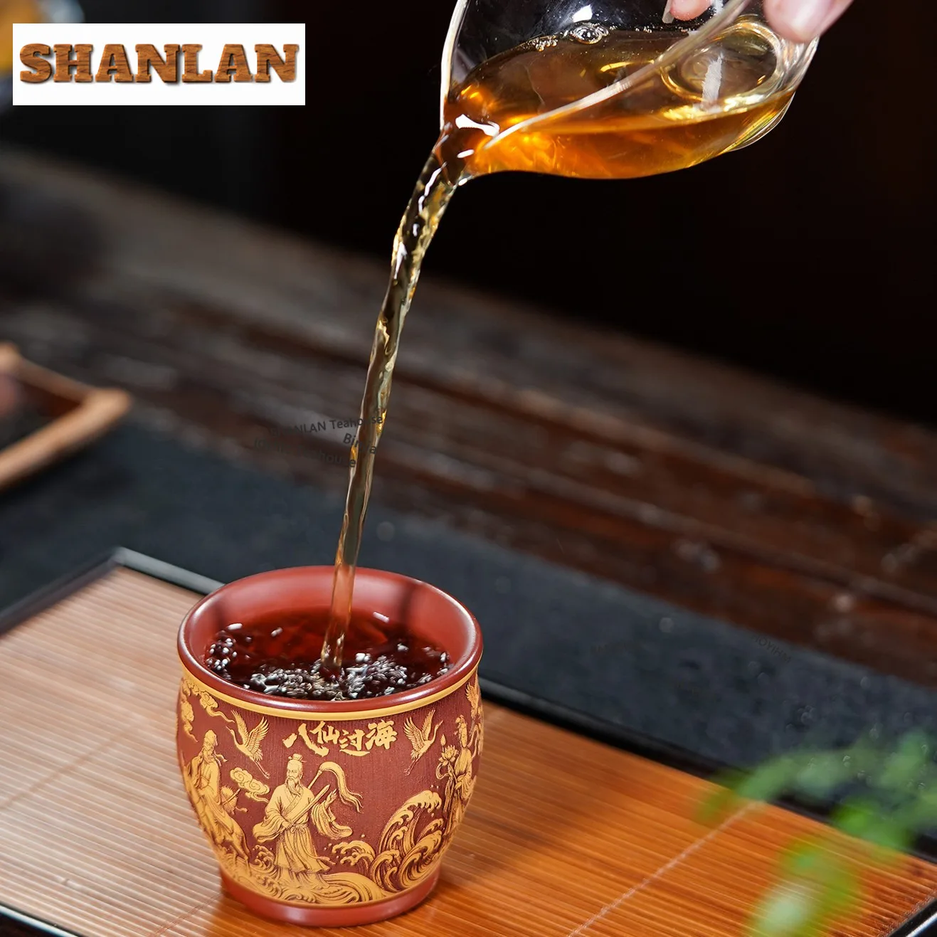 HOYIHM 200ml Yixing Purple Clay Dragon Phoenix Teacup Zen Tea Bowl Tea Cup Set Tea-tasting Personal Cup Jianzhan Master Cups Cha