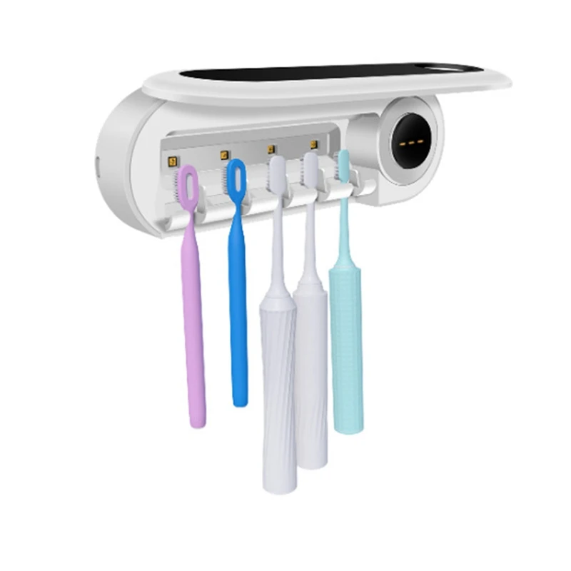 Toothbrush Sterilizer,UV Toothbrush Sterilizer And Holder,5 Toothbrush Slots,Cordless Wall Mounted Toothbrush Sterilizer