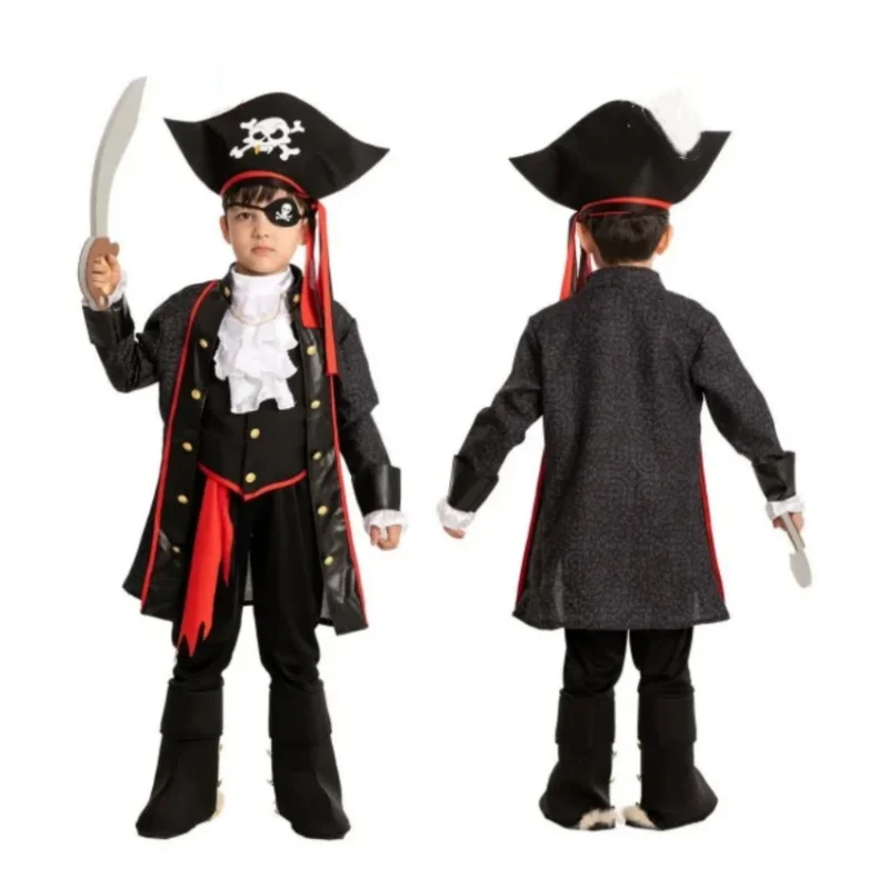 Kids Medieval Pirate Costume Boy Captain Pirate Cosplay Costumes Halloween Captain Roleplay Outfits Suits Performance Clothing