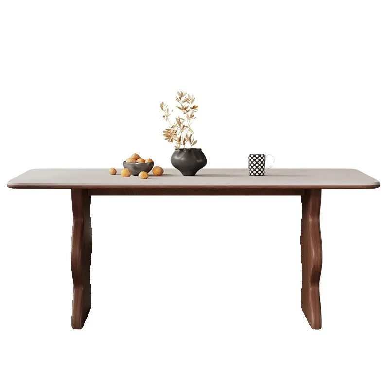 

Cream solid wood dining table slate ash wood black walnut 2025 new medieval furniture
