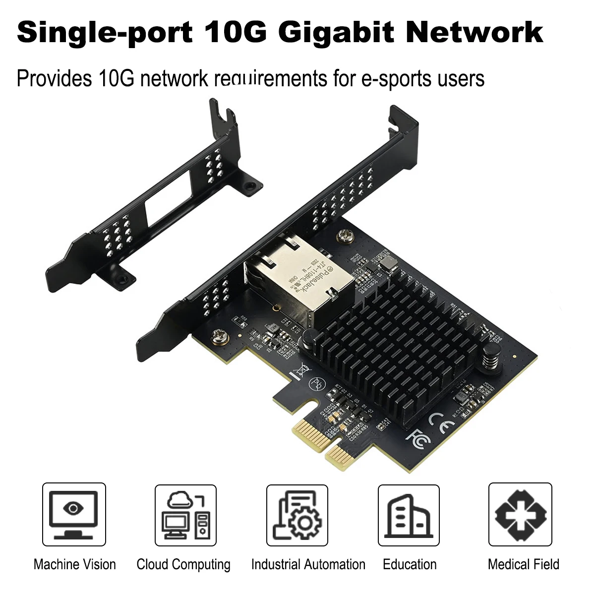 PCIe x1 to 10Gbps Single Port RJ45 Network Card AQC113 1G/2.5G/5G/10Gbps Support PXE Wired LAN Win10/11 Desktop