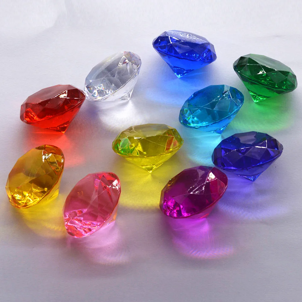 40mm Big Plastic Diamond Party Decoration Crystal Large Diamonds Proposal Home Decor Ornaments Gifts Birthday Christmas