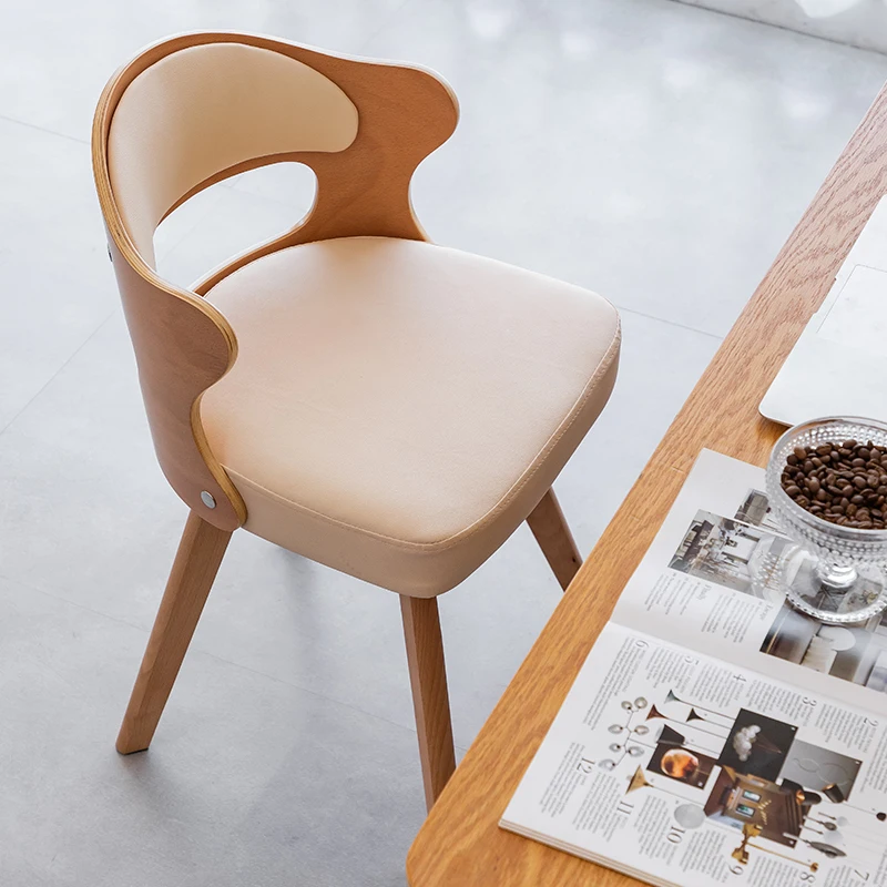 Solid Wood Swivel Computer Chair Home Office Chair for Students Ergonomic Study Writing Dining Chair with Backrest