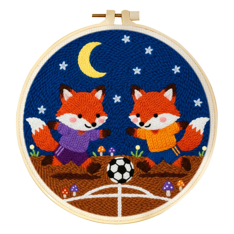 RUOPOTY Punch Needle Frame Home Moon Night Football Decoration Fun Crafts For Adults Animal Hand Embroidery Supplies Picture
