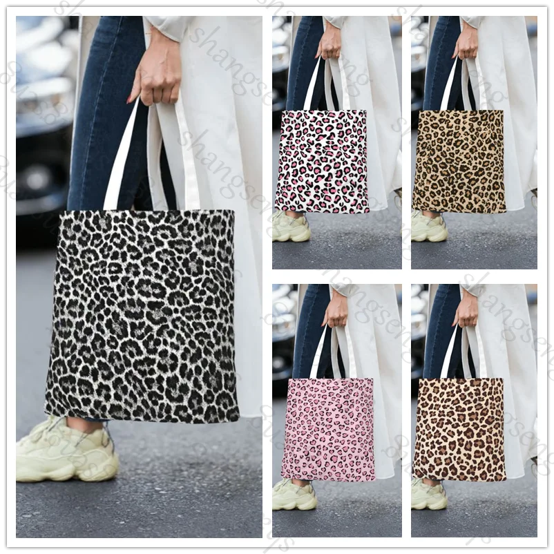 

Leopard print Tote bag shoulder bag fashionable canvas handheld folding bags casual large capacity shopping bag