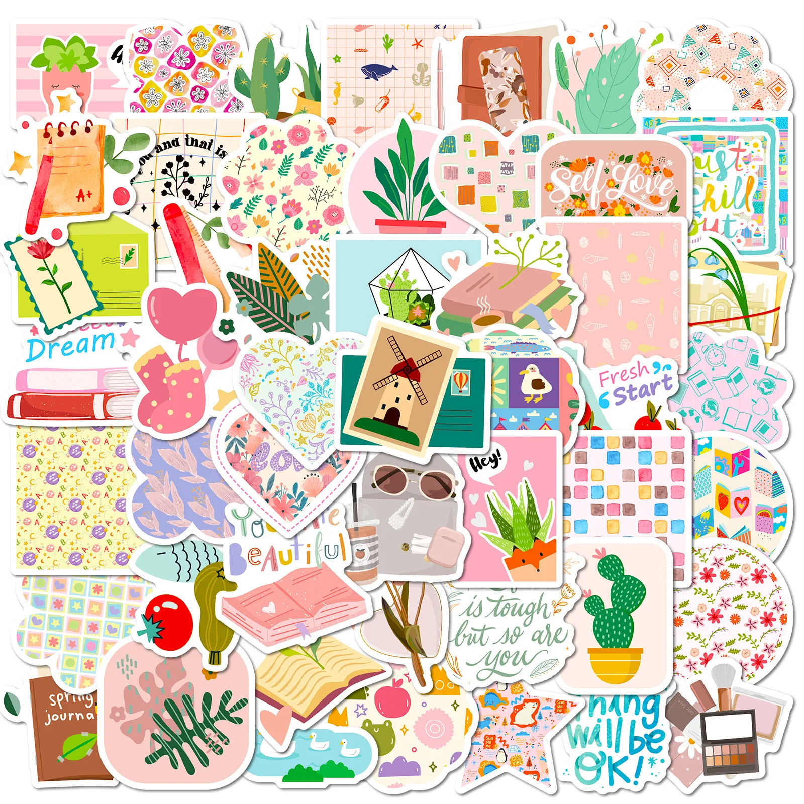 덴마크 핑크 귀여운 스타일 스티커 노트북 DIY 기타 냉장고 수하물 스케이트보드 방수 장식 도매, 10 개, 30 개, 50 개