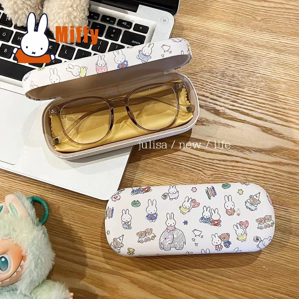 Kawaii Miffy Magnetisches Brillenetui Niedlicher Hasen-Cartoon-Druck Weiche Schutzhülle Anti-Druck Tragbar Mädchen-Geschenk