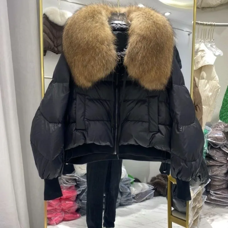 Warmer Pelzkragen, kurze, lässige Daunenjacke für Damen, Design Sense Niche 2025, neue Winterversion, gut aussehender High-Street-Trendmantel