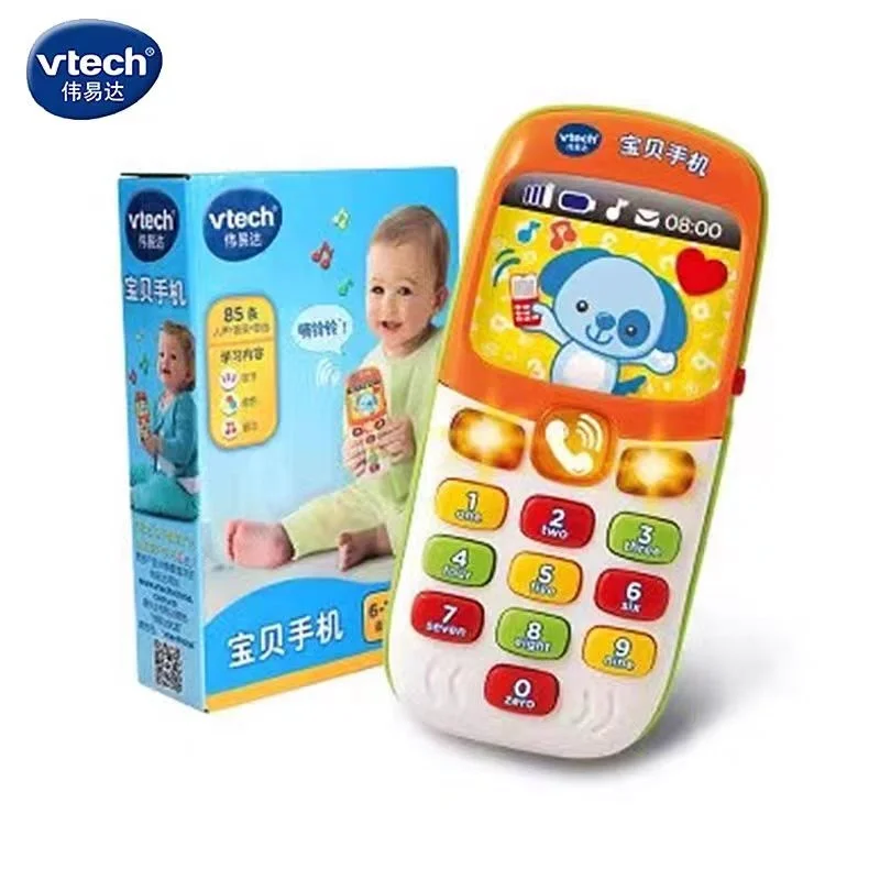 Teléfono móvil VTech genuino para bebé, teléfono musical para bebé, teléfono de simulación infantil y infantil, rompecabezas para educación temprana