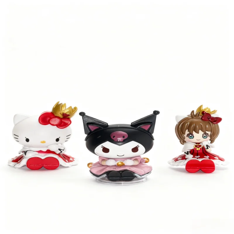 MINISO サンリオ カワイイ キティフィギュア：キルミ、ヤミガミ、サクラ 座り姿フィギュア、回転人形マシンアクセサリー、誕生日プレゼント