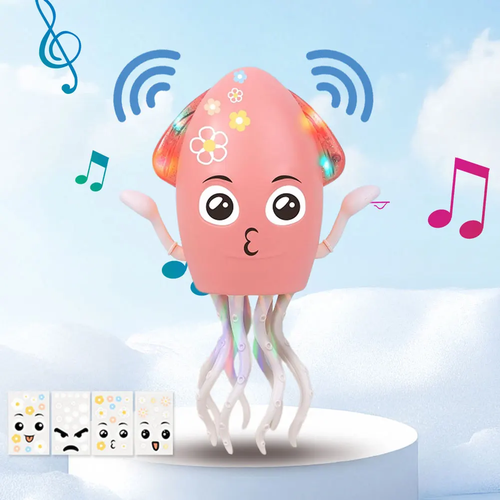 Dancing Funny Octopus Toy with Music & Light Cartoon Electronic Octopus Toy Electronic Light Up Music Toys for Office Desk Decor