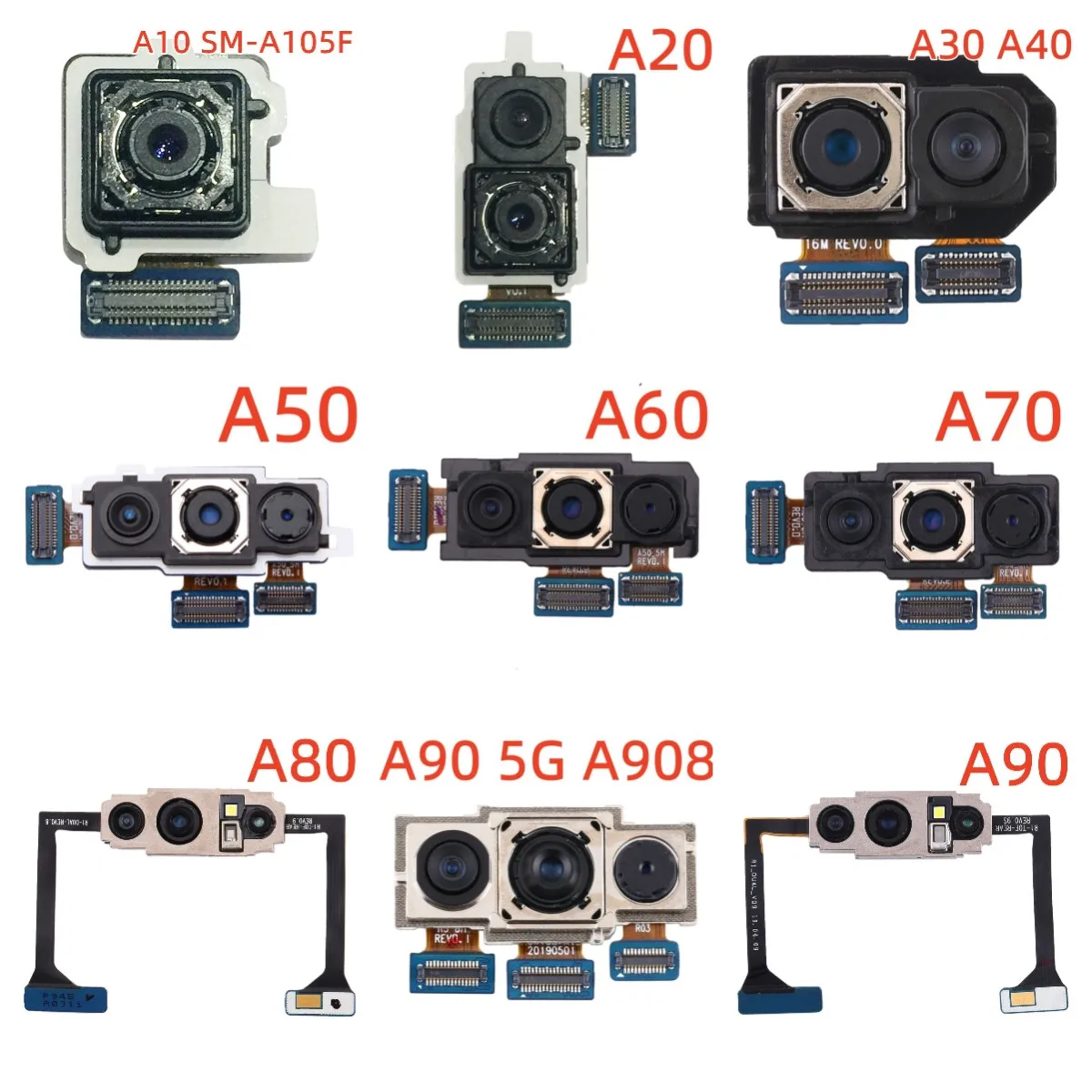 For Samsung Galaxy A10 A20 A30 A40 A50 A60 A70 A80 A90 5G A01 A02 A12 Rear Camera Main Back Facing Big Camera Module Flex Cable