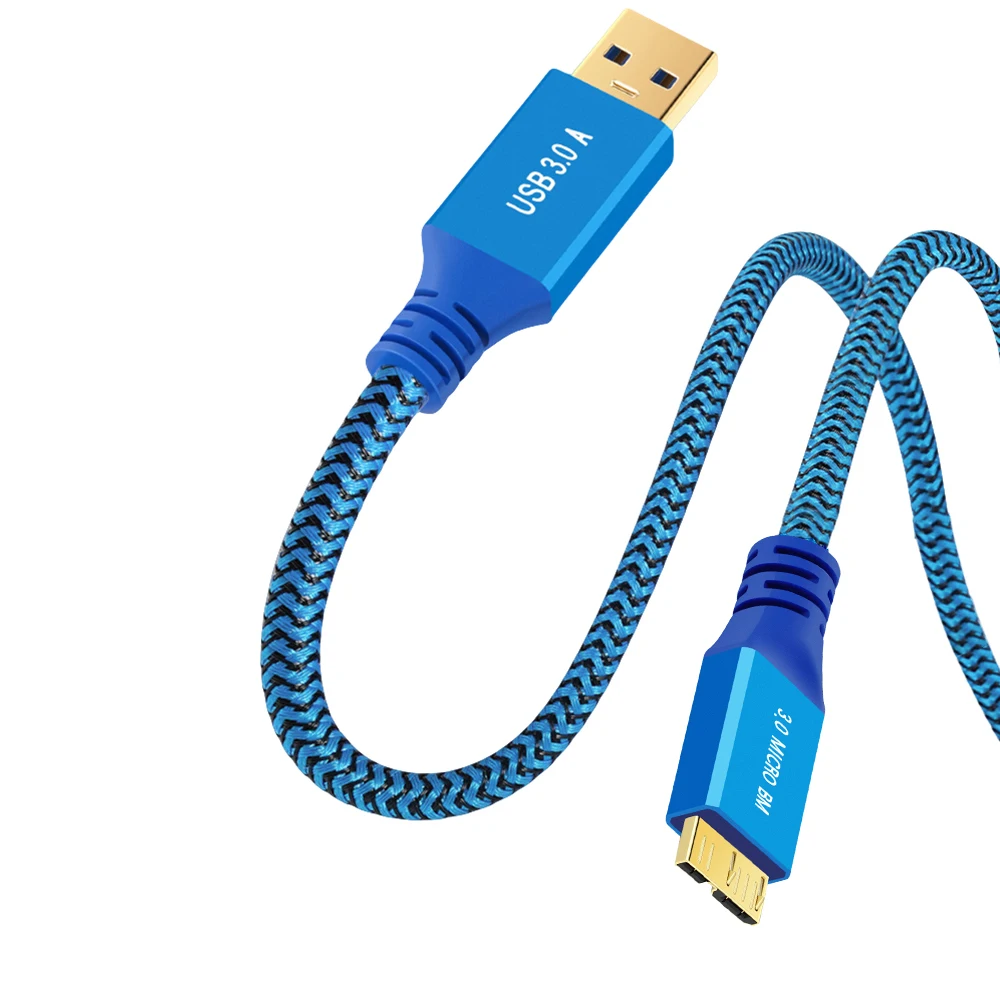 

Micro USB 3.0 Data Cable Type A Male to Micro B Male Braid Cord Compatible with Samsung Galaxy S5 Note 3 Camera Hard Drive