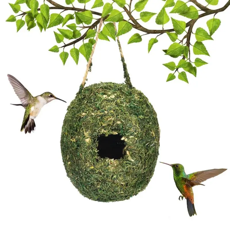 Birds House Weaved Outdoor Decorative Parrot Breeding Hut Natural Grass Bird Bedroom Hummingbird Cage Shelter