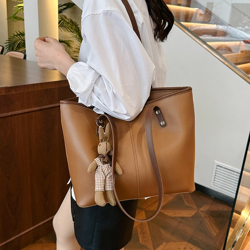 Solid PU Large Capacity Shoulder Bags Fashion Simple Versatile High Quality Bags for Women 2024 Casual Classic Tote Hot Sale