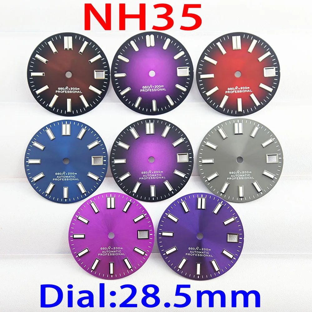 

Watch 28.5mm dial NH35 dial blue luminous for NH36 NH36 automatic mechanical Mechanical watch case pointer accessories