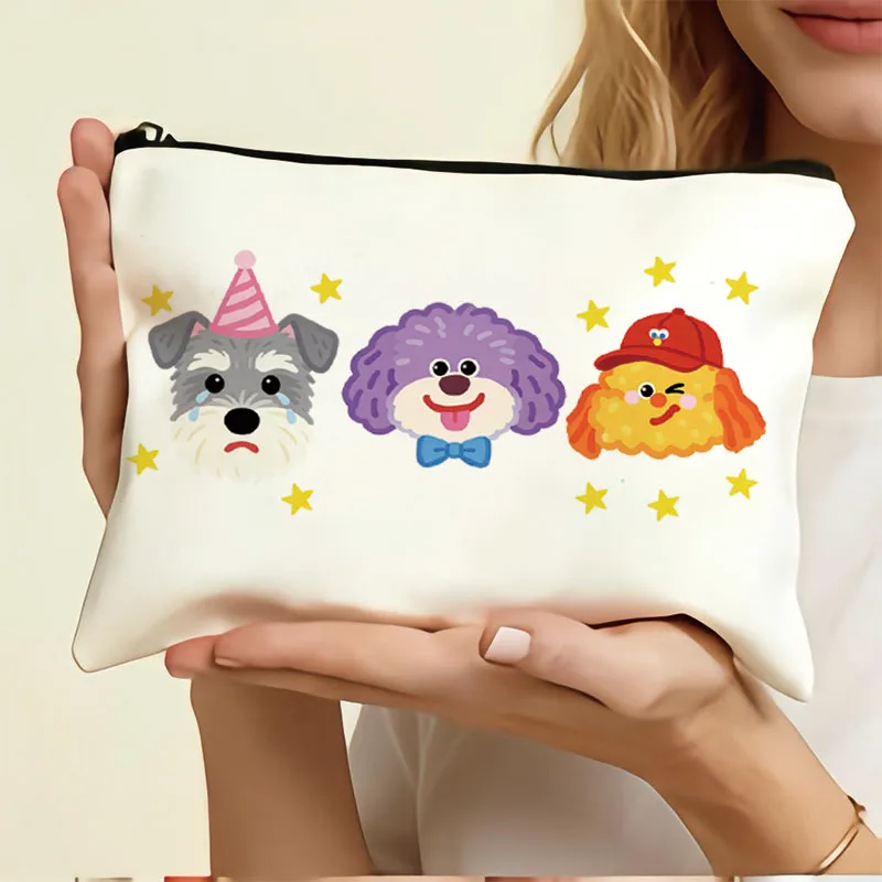 1PC Plush Dog Creative Canvas Bag Student Pen Bag Portable Storage Bag for Small Items Pet Accessories