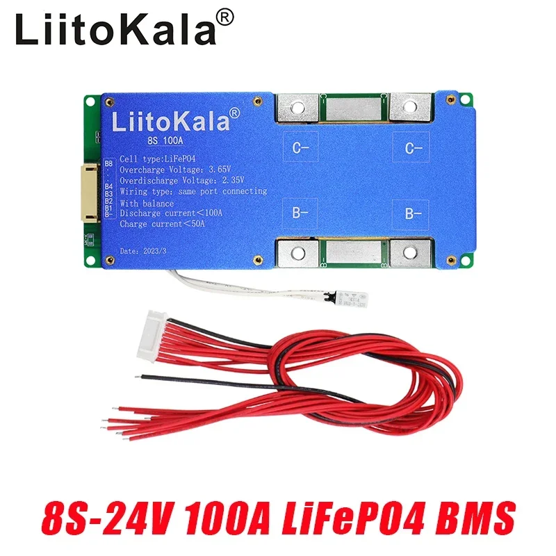 LiitoKala 8S-24V100A-BMS LiFePO4 แบตเตอรี่ Charge Board Equalizer อุณหภูมิ Equalizador สําหรับ Escooter/EBike