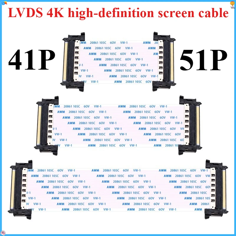 

41Pin 51Pin 4K High-Definition LVDS LCD Ribbon Cable AWM 20861 20706 105C 60V VW-1 V-by-One FFC FPC Display Connectivity