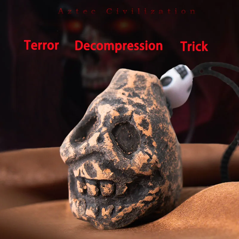 

Керамический свисток с ацтекским черепом - супер громкий свисток ручной работы 125 дБ со шнурком для вечеринки, розыгрыша, брелок для снятия стресса