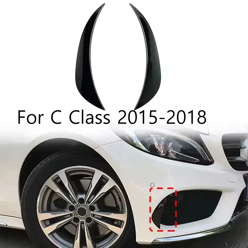 Car Front Bumper Air Vent Fog Lamp Wind Knife For Mercedes Benz C Class W205 C205 S205 Pre-Facelift AMG-Line 2015-2018 Body Kits