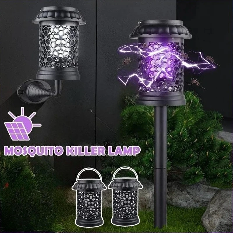 1-4PCS 3 In 1 Solar Powered Mosquito Killer Waterproof LED Bug Zapper Trap Lamp For Outdoor Garden Lawn Camping