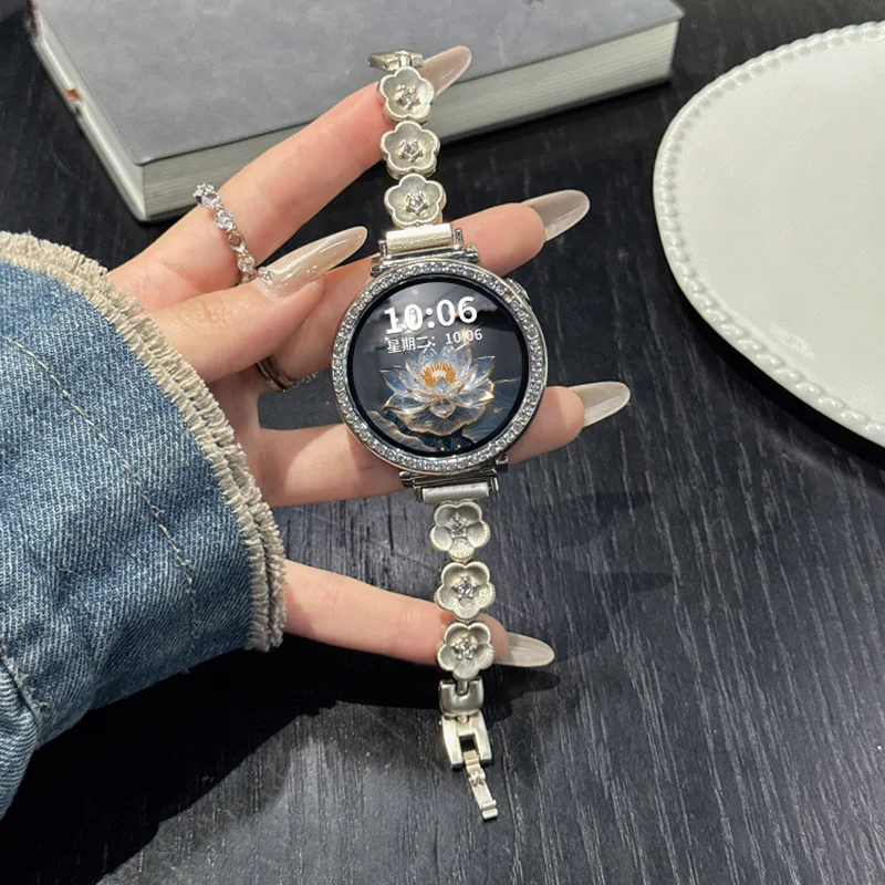 For Garmin Lily 2 Watch Strap Five Petal Flower Girls Strap Bracelet 14mm Lily2 Lily 2nd Fashion Stainless Steel Watch Chain