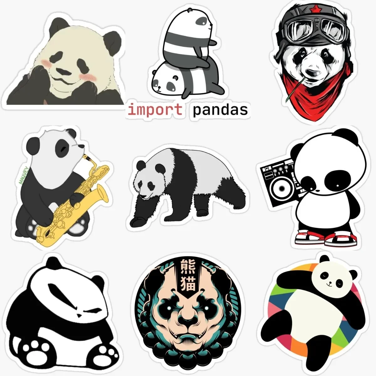 

Creative Cute Panda PVC Stickers Accessories for Decorate Wall Helmet Camper Bumper Car Van Fridge Table Window Decal