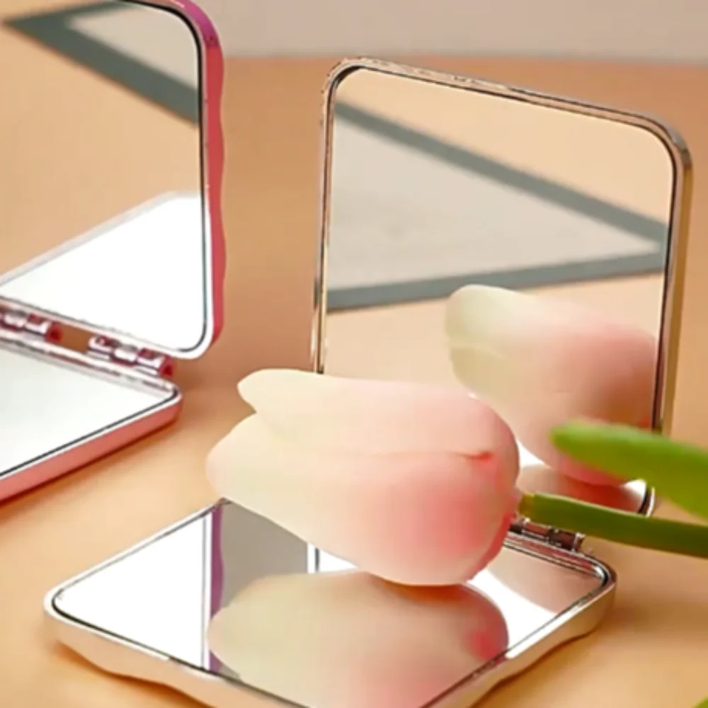 Mini Foldable Plating Makeup Mirror Double-sided Square Portable Hand Mirrors Creative Dressing Mirror Compact Pocket Mirror