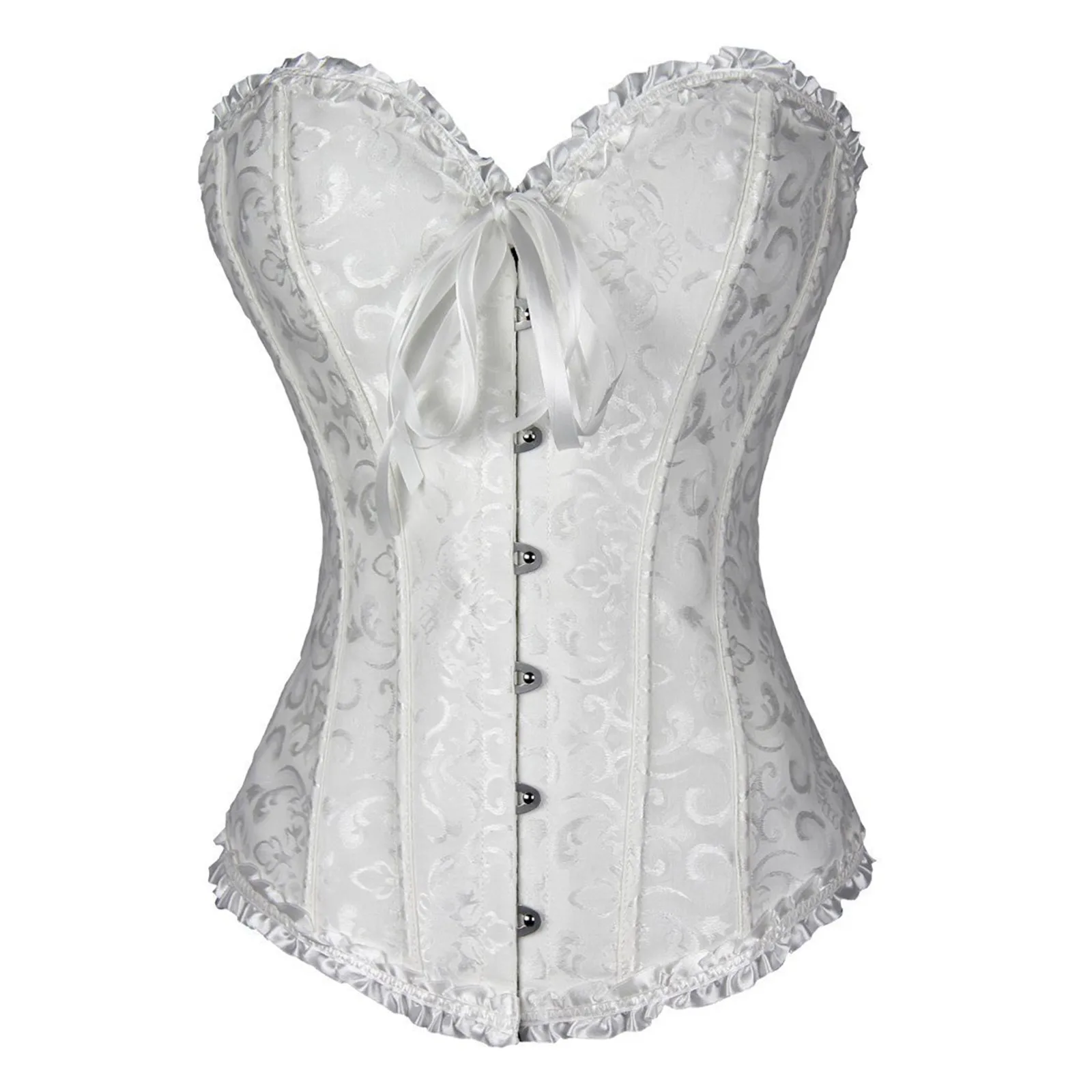 Vintage Victorian Corset Bustier Top Lace-Up Shaping Corsets Fish Bone Slimming Belly Shaper Corselet Jacquard Shapewear