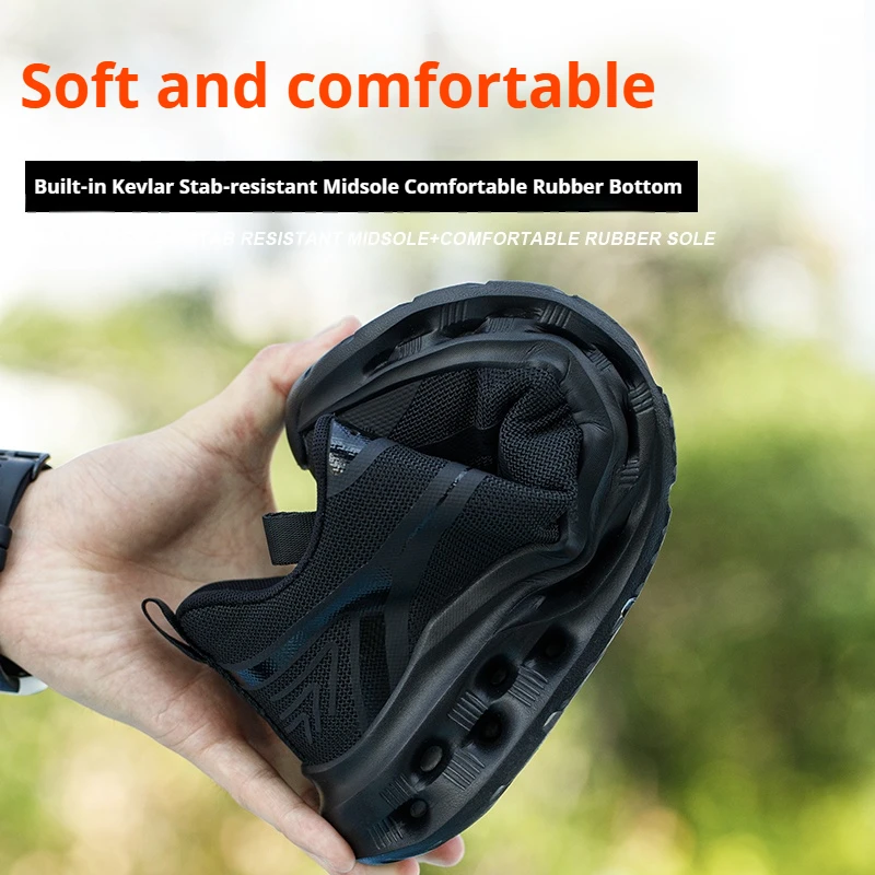 Men's Steel Toe Safety Shoes Anti-Smash Puncture-Proof Lightweight Breathable Work Boots with for Outdoor Construction Sneakers