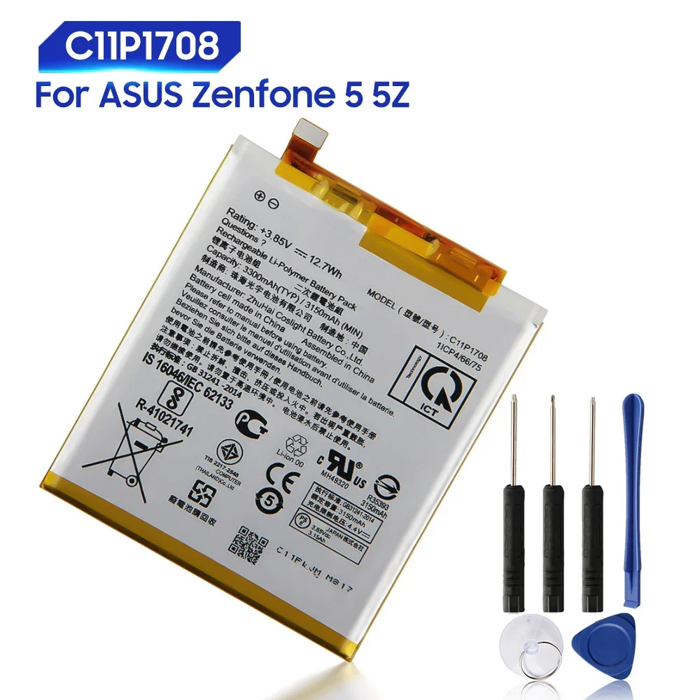 2024 Replacement Battery For ASUS ZenFone 5 5Z ZS620KL ZE620KL Z01RD X00QD C11P1708 Rechargeable Phone Batteries 3300mAh