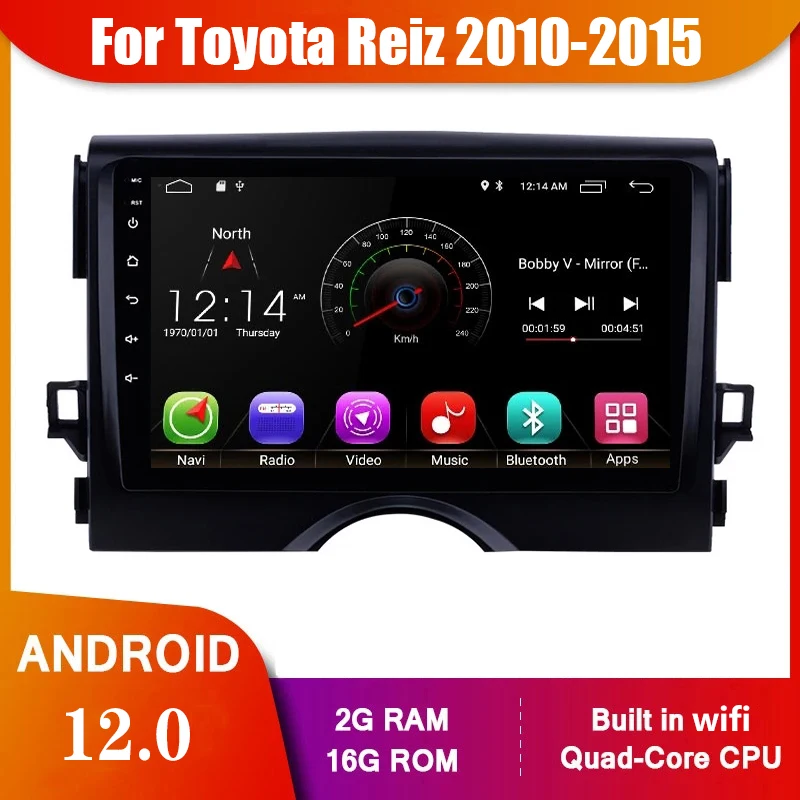 

9 inch Android 12.0 Car Auto Stereo mp5 Player For TOYOTA REIZ Mark X 2010 2011 2012 2013 2014 2015 Head Unit GPS Radio 2Din