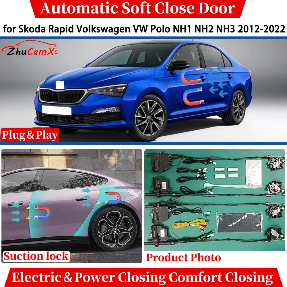 

for Skoda Rapid Volkswagen VW Polo NH1 NH2 NH3 2012-2022 Car Automatic Soft Close Door Electric Power Closing Suction lock