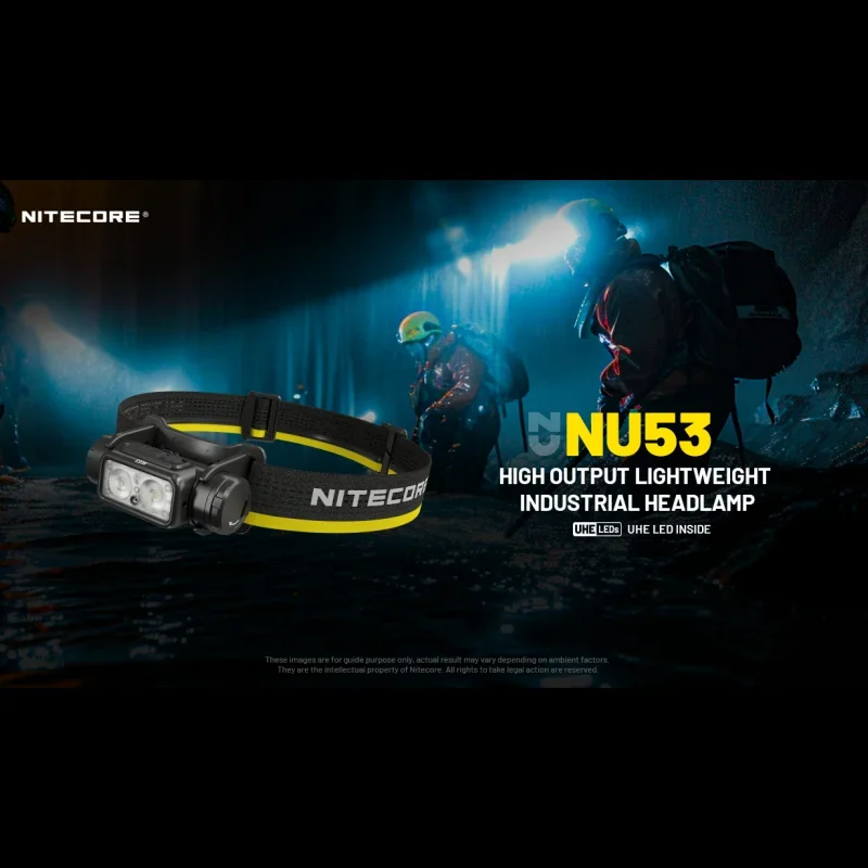 Nitecore-NU53 USB-C Farol Recarregável, 8 x NiteLab UHE LEDs, 1800Lumens, Farol de bateria incorporado de 6000mAh