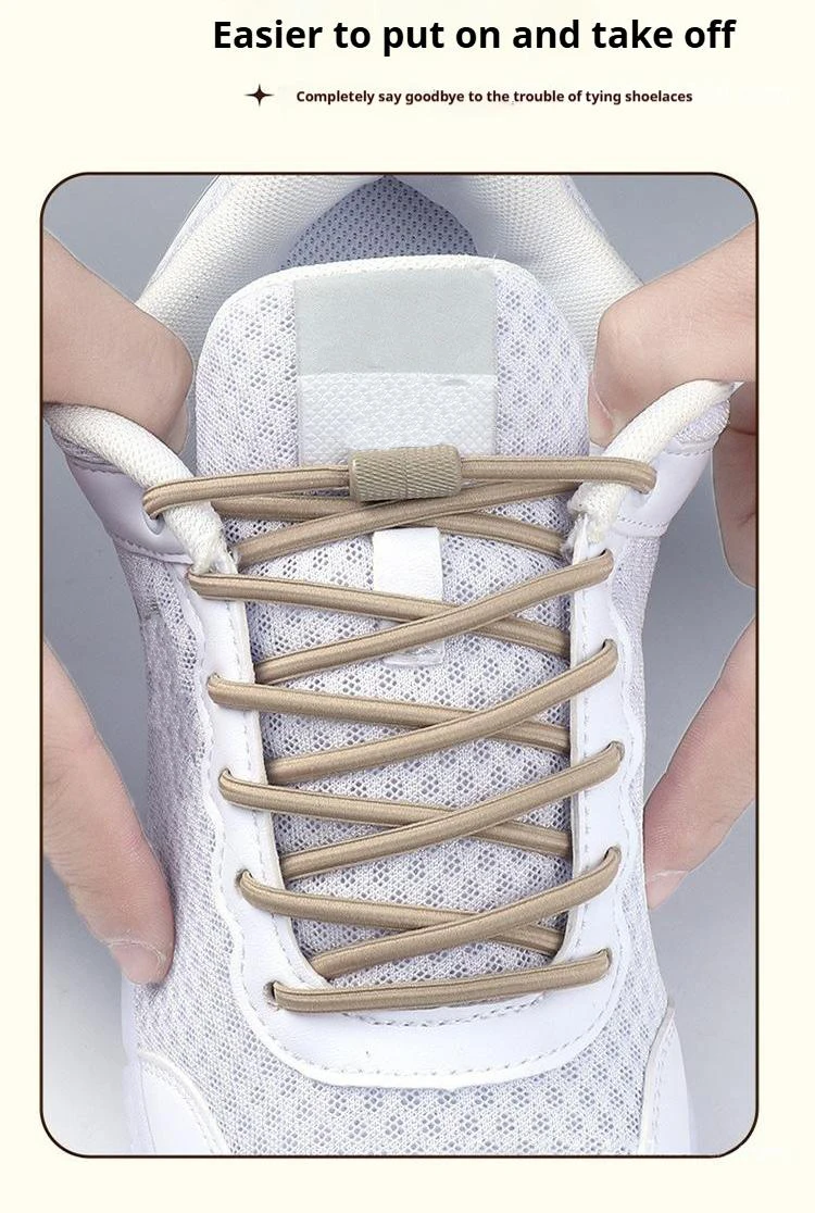 NEU 17 Farben Runde elastische Schnürsenkel ohne Bänder Metallschnalle Schnürsenkel für Sneaker Schnellverschluss-Schnürsenkel Schuhzubehör 1 Paar/2 Paar – Detail 2