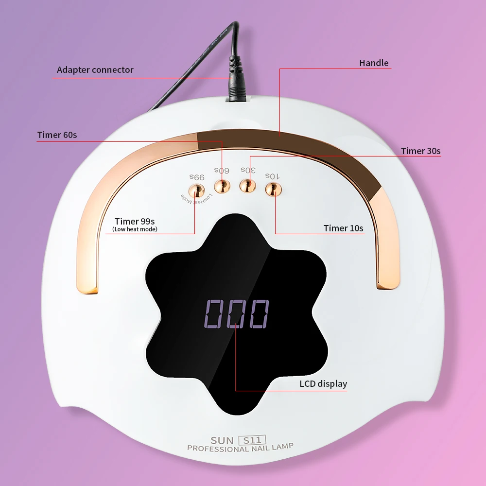 تحتوي مصباح طلاء الأظافر بالأشعة فوق البنفسجية/LED على 4 أوضاع مؤقتة شاشة LCD مع 57 مصباح LED مجفف تجفيف الأظافر لأدوات صالون الأظافر جل الأكريليك